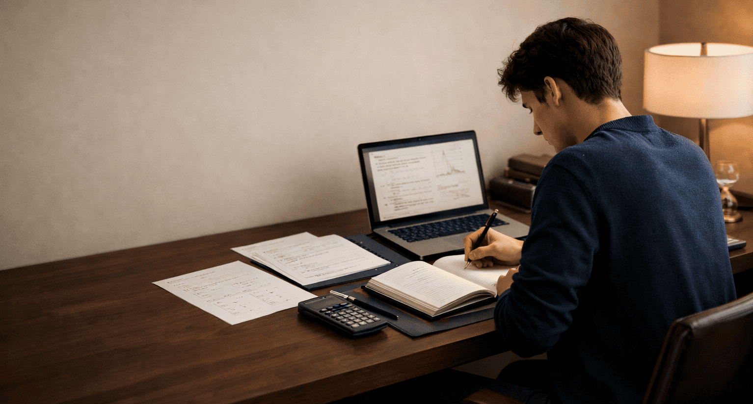 Estudiante preparándose para examen de admisión